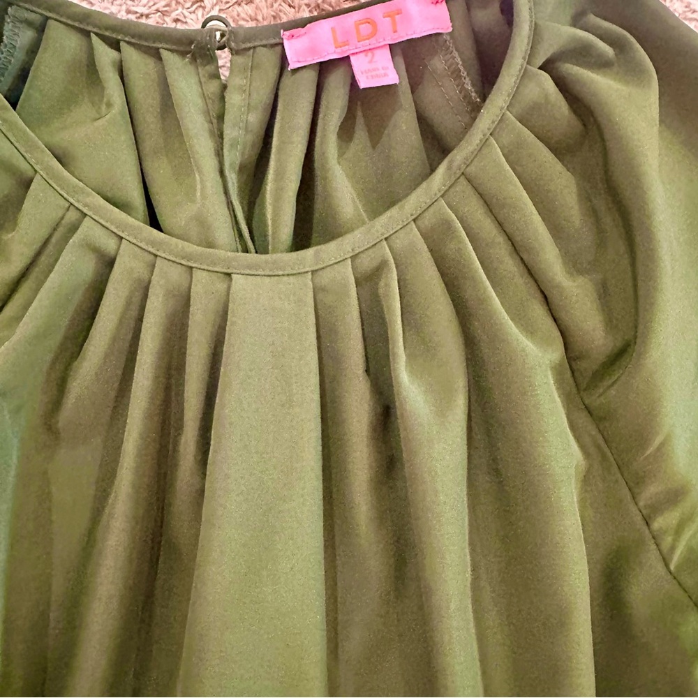 NWOT LDT Anthropologie Green Pleaded Skirt - Picture 3 of 4